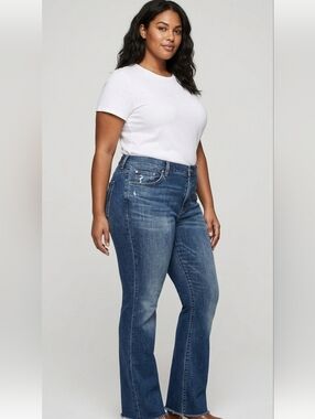 Seven7 Jeans Blue Bootcut Crop Raw Hem 100% Cotton Y2k Size 34